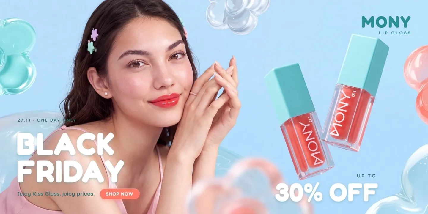 Black Friday launch banner example for a beauty brand